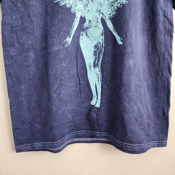 NIRVANA Blue Short Sleeve 100% Cotton Crewneck T-shirt Angel Graphic Top - Picture 3 of 8